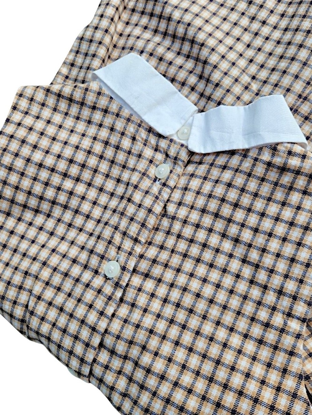 Janie and Jack Little Girls Size 5 Brown Houndstooth Jumpsuit Peter Pan Collar - Picture 7 of 15